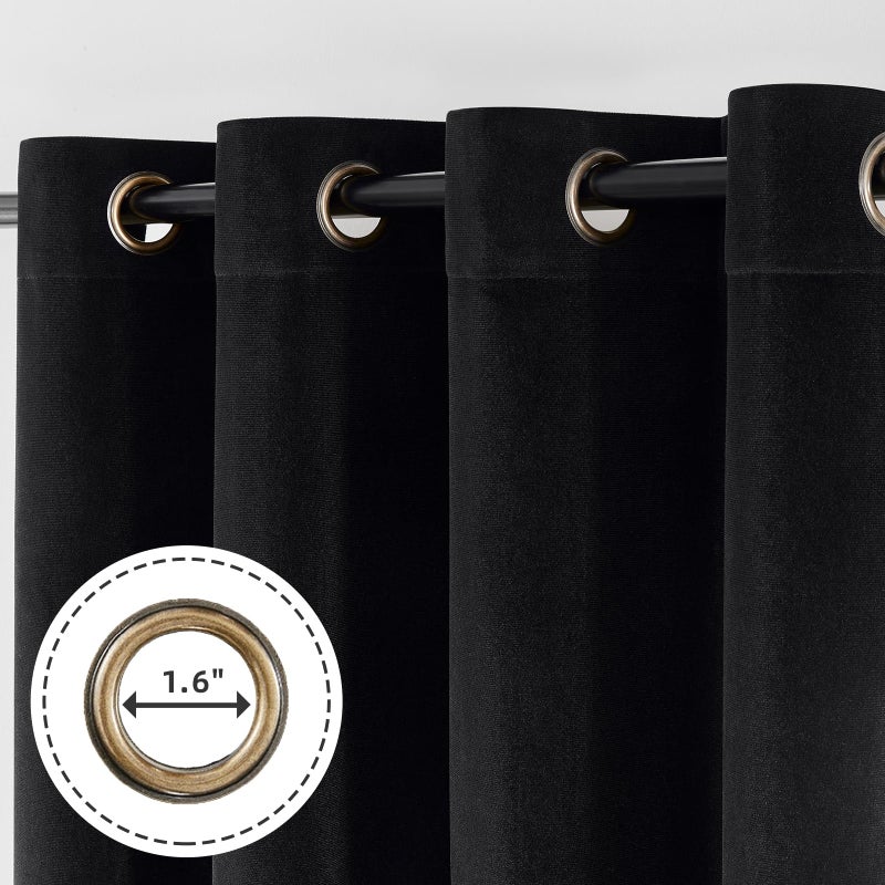 Joydeco Black 100% Blackout Curtains 84 Inch 2 Panels, Luxury Thermal Insulated Black Velvet Curtains for Bedroom Living Room, Soundproof Blackout Window Drapes, Grommet Top (52W x 84L) - Image 3
