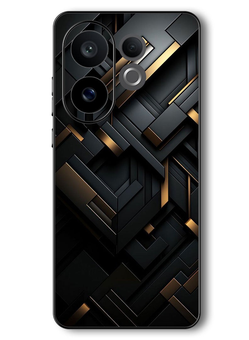 Theodor Case Compatible with Vivo V60 6.77 Inch Protection Shockproof Bumper Cover Black Dourado - Image 1