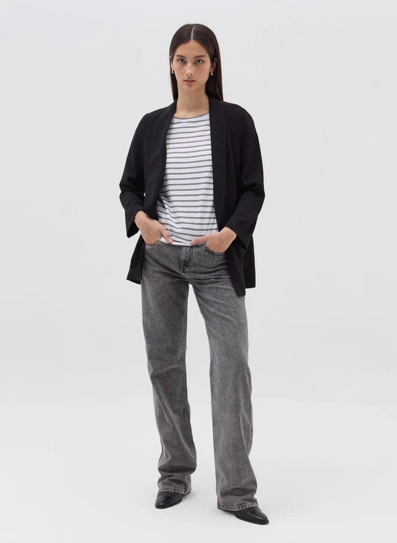 او في اس Open crinkle-effect fluid blazer