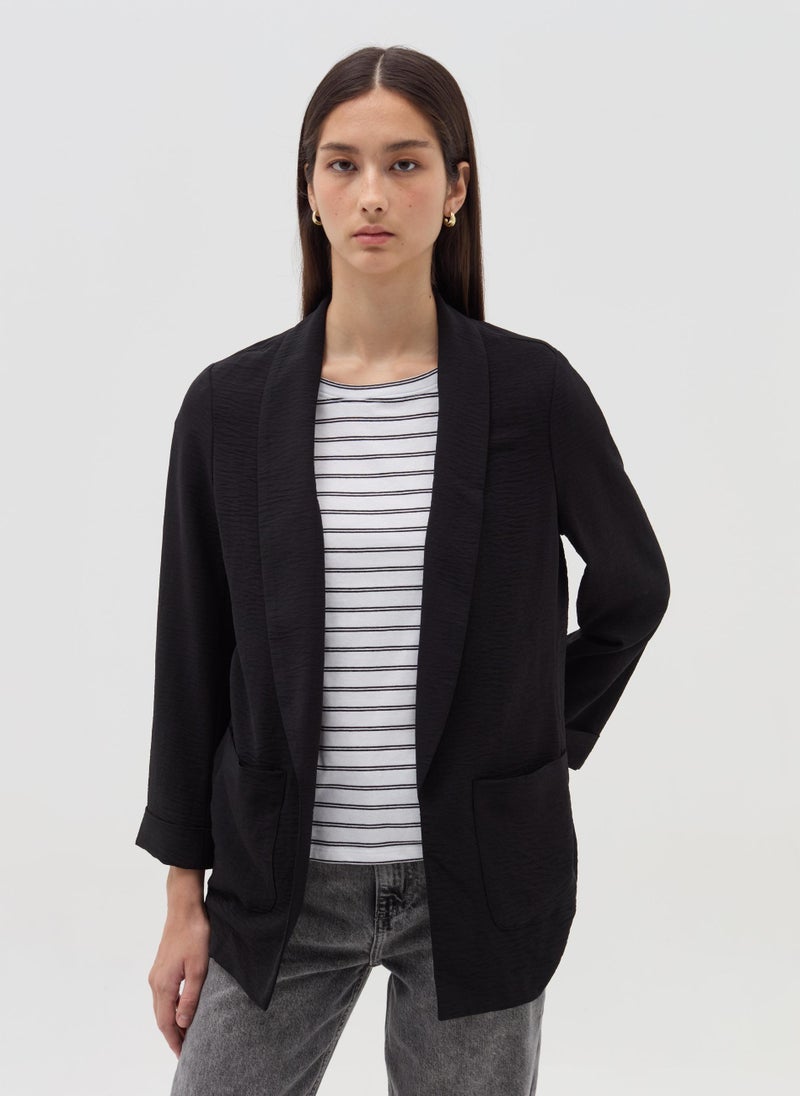 او في اس Open crinkle-effect fluid blazer - Image 1