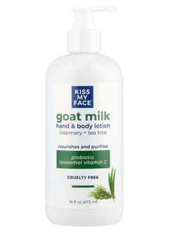Kiss My face Goat Milk Hand & Body Lotion Rosemary + Tea Tree 16 fl oz (473 ml) 