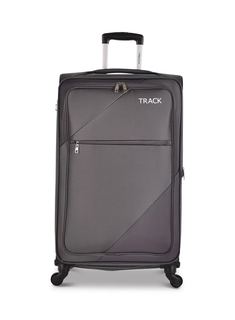 Track Track Luggage 3 Piece Sets Soft Trolley Travel Bag Lightweight Suitcase Sets Size 20/24/28 Inch Grey