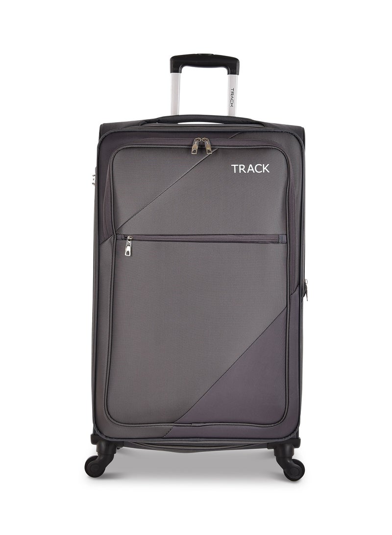 Track Luggage 3 Piece Sets Soft Trolley Travel Bag Lightweight Suitcase Sets Size 20/24/28 Inch Grey - Image 2