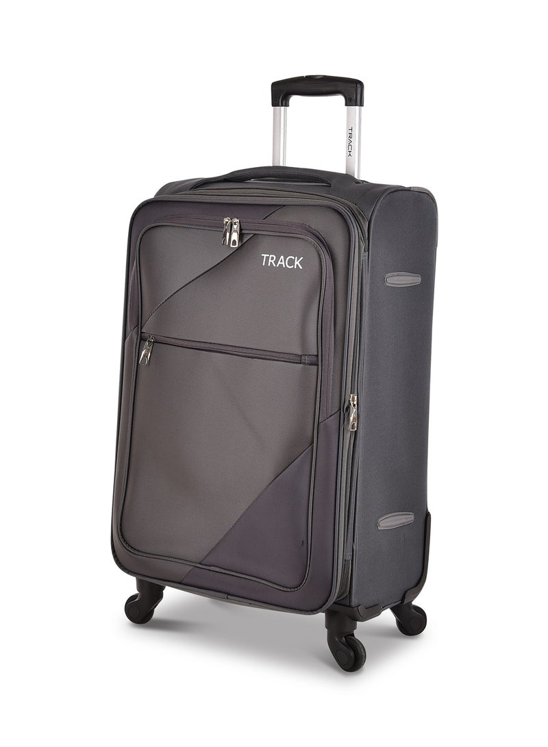 Track Luggage 3 Piece Sets Soft Trolley Travel Bag Lightweight Suitcase Sets Size 20/24/28 Inch Grey - Image 3