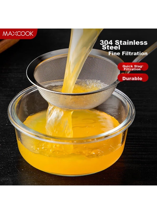 MAX COOK Meichun (maxcook) Strainer, 304 Stainless Steel Deep Mesh Strainer, Wire Skimmer, 30 Mesh Strainer, 12cm Mccu2458  - Image 1