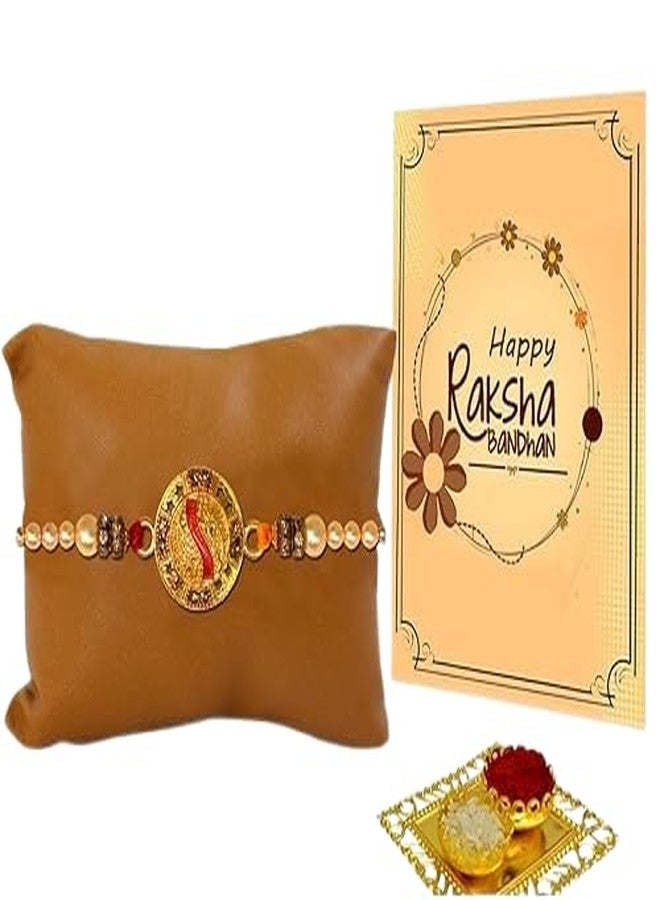 Avirons Set of Designer Rakhi with Rakshabandhan Greeting Card Combo pack for Bhaiya/Brother/Bhai | Rakhi Gifts Hamper (Pack of 1) - Image 1