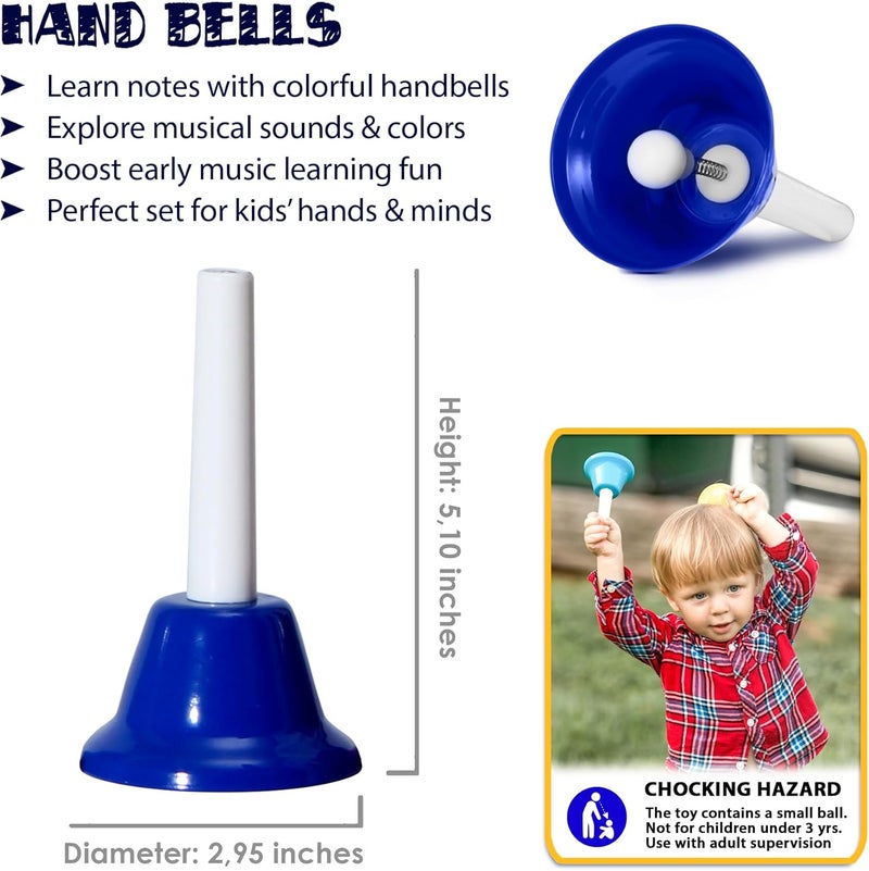 MINIARTIS Hand Bells for Kids | Educational Music Toys for Toddlers 8 Notes Colorful Handbells Set | Kids Musical Instrument with 15 Songbook | Great Birthday Gift for Children - Image 4