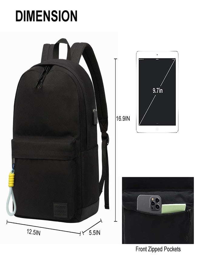 SUPACOOL Casual Laptop Backpack for Men and Women, Classic backpack for College Travel Work, Lightweight Pack Back, Black - Green, 20 Long, Classic - Image 2