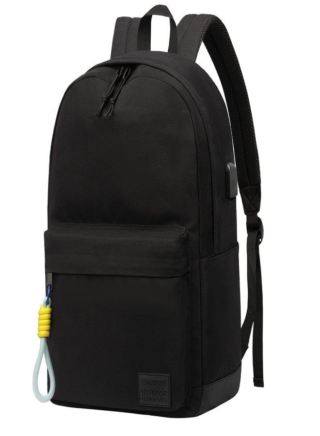 SUPACOOL Casual Laptop Backpack for Men and Women, Classic backpack for College Travel Work, Lightweight Pack Back, Black - Green, 20 Long, Classic - Image 1