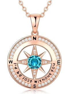 Zifeel Compass Necklace Gifts for Women wife - S925 Sterling Silver Birthstone Necklaces for Women - Anniversary Birthday Gifts for Her Wife Girlfriend - Valentines Day Mom Mother’s Day  Gifts  - Image 1