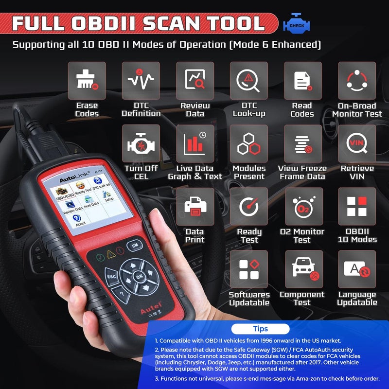Autel AutoLink AL519 OBD2 Scanner Enhanced Mode 6 Car Diagnostic Tool Check Engine Code Reader CAN Scan Tool, Advanced Ver. of AL319 - Image 2