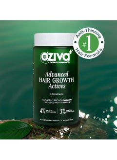 OZiva Advanced Hair Growth Actives | Reduces Thinning Hair & Improves Scalp Coverage | Scientist Formulated with Pure Plant Actives | No side effects for Women | 90 Caps  - Image 2