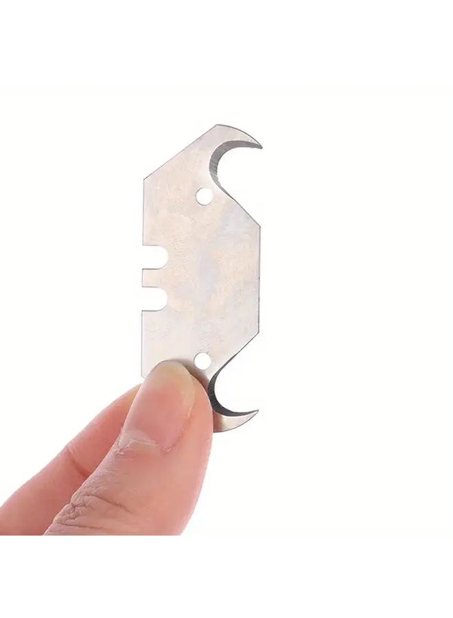 10 Pcs Heavy Duty Double Hole Bullhorn Hook Knife Blades Sharp Safe Design Replacement Blades For Utility Knives Carpet PVC Acrylic Flooring Compatible With Most Manual Knives - Image 3