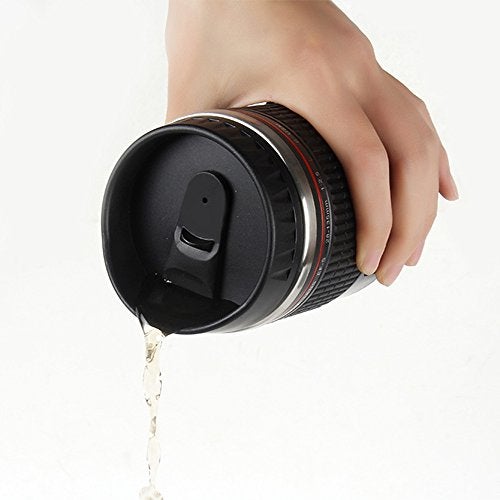 N M Z Lens Camera Shaped Cups with Lid Mugs Tea Cup Travel Vacuum Flasks Novelty Gifts Glasses(Black Colour, 1 pc) - Image 5