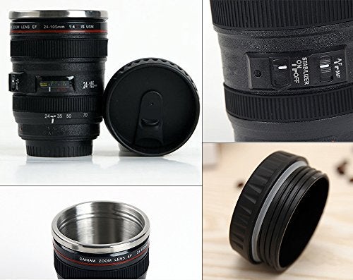 N M Z Lens Camera Shaped Cups with Lid Mugs Tea Cup Travel Vacuum Flasks Novelty Gifts Glasses(Black Colour, 1 pc) - Image 4