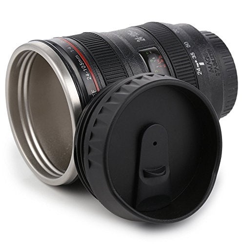 N M Z Lens Camera Shaped Cups with Lid Mugs Tea Cup Travel Vacuum Flasks Novelty Gifts Glasses(Black Colour, 1 pc) - Image 2