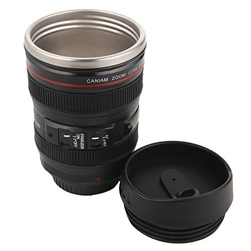 N M Z Lens Camera Shaped Cups with Lid Mugs Tea Cup Travel Vacuum Flasks Novelty Gifts Glasses(Black Colour, 1 pc) - Image 1