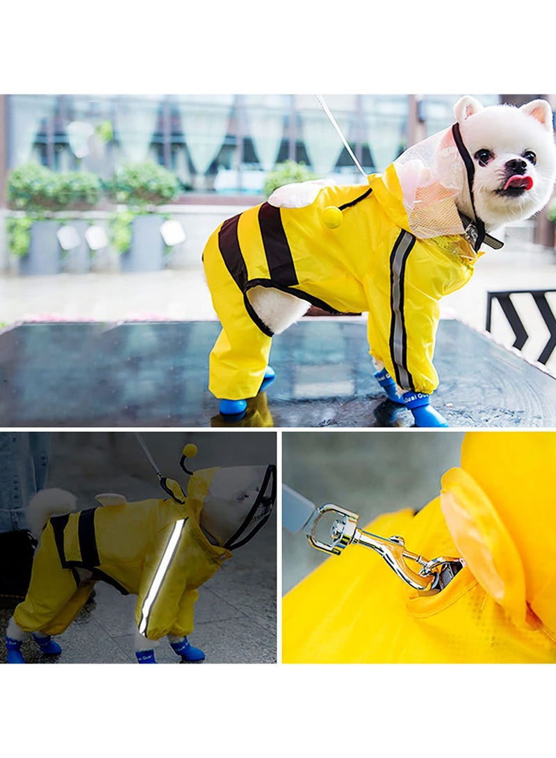 Green Tiger Dog Raincoat, Cute Bee Shape Waterproof Hoodies Jacket Pet Raincoat, with Hooded Poncho And Reflective Strip, Lightweight Breathable Rain Poncho, for Corgi, Small Medium Dog Puppy - Image 3