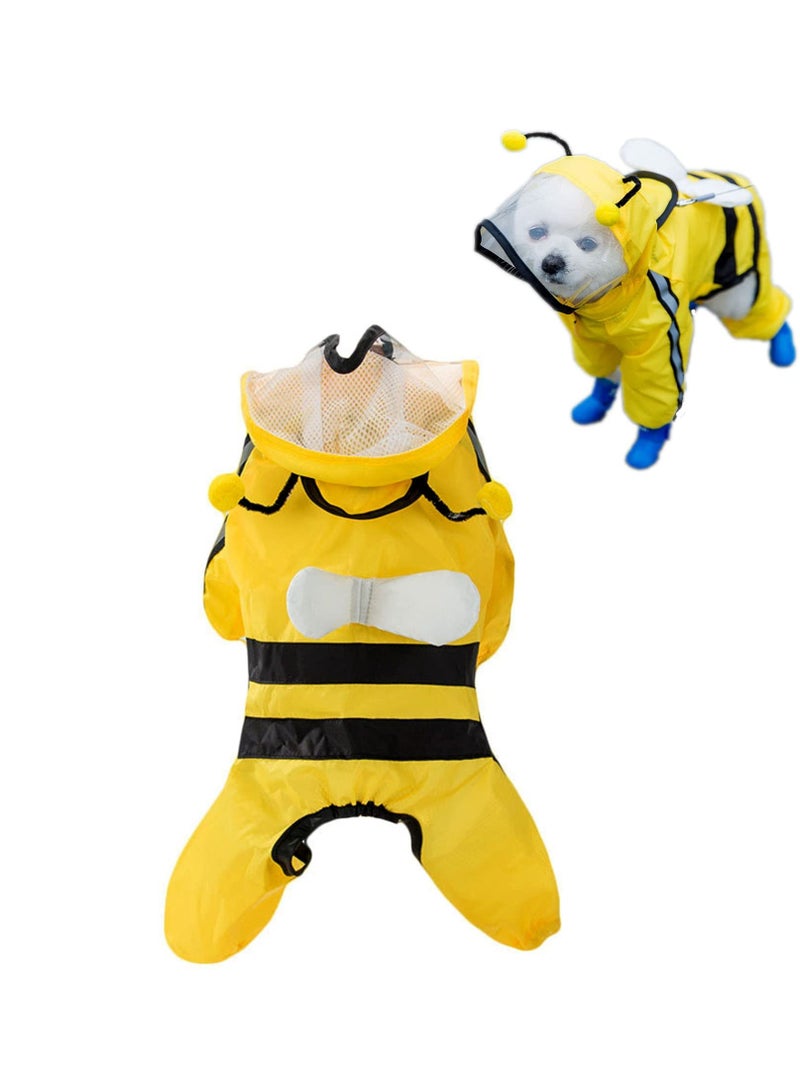 Green Tiger Dog Raincoat, Cute Bee Shape Waterproof Hoodies Jacket Pet Raincoat, with Hooded Poncho And Reflective Strip, Lightweight Breathable Rain Poncho, for Corgi, Small Medium Dog Puppy - Image 1