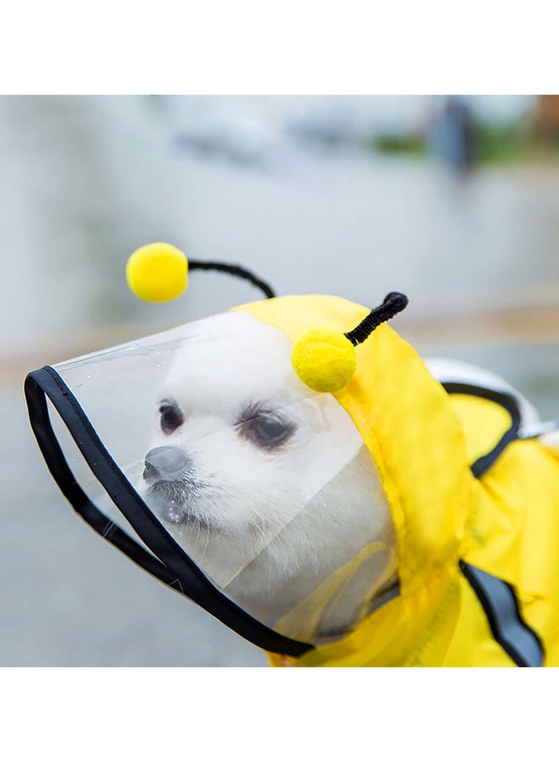 Green Tiger Dog Raincoat, Cute Bee Shape Waterproof Hoodies Jacket Pet Raincoat, with Hooded Poncho And Reflective Strip, Lightweight Breathable Rain Poncho, for Corgi, Small Medium Dog Puppy - Image 2