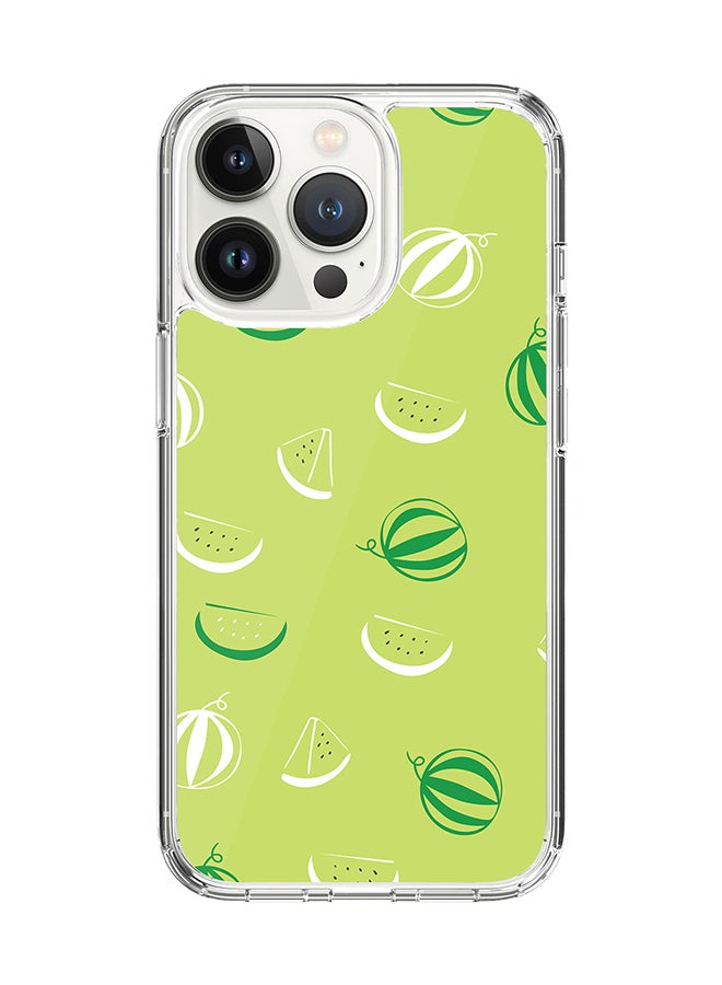 Stylizedd Classic Clear for Apple iPhone 14 Pro Case Hybrid Soft Cover Flexible Edges Anti Drop TPU PC Gel Thin Transparent Cover - Watermelon Bits Full Print