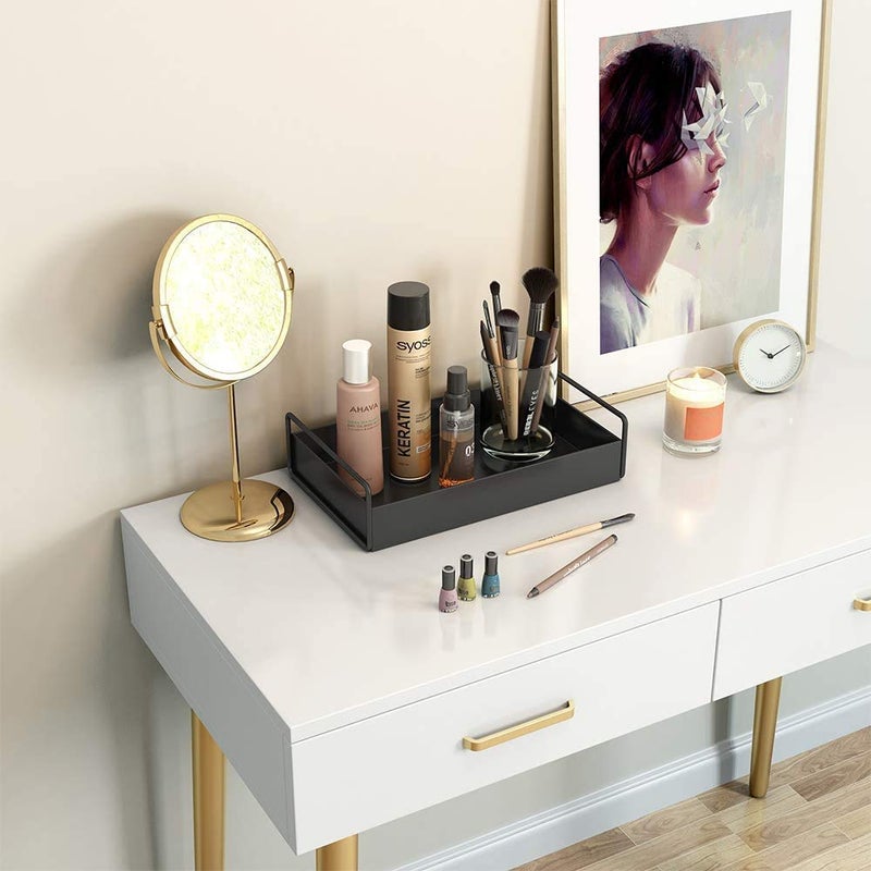 Indian Decor 28177 Bathroom Vanity Tray Kitchen Countertop Storage Shelf Coffee Table Decorative Tray Cosmetic Organizer Display Holder Black - Image 3