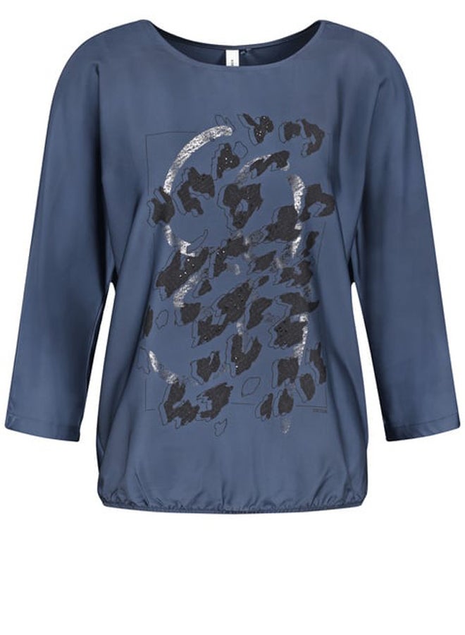 GERRY WEBER Blouse top with fabric panelling and a front print  - Image 1
