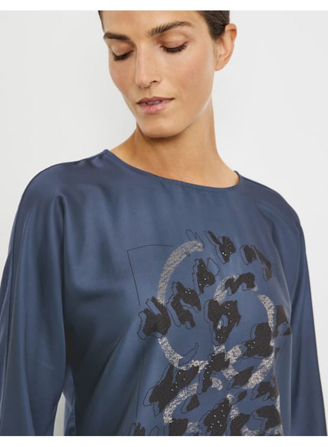 GERRY WEBER Blouse top with fabric panelling and a front print  - Image 3