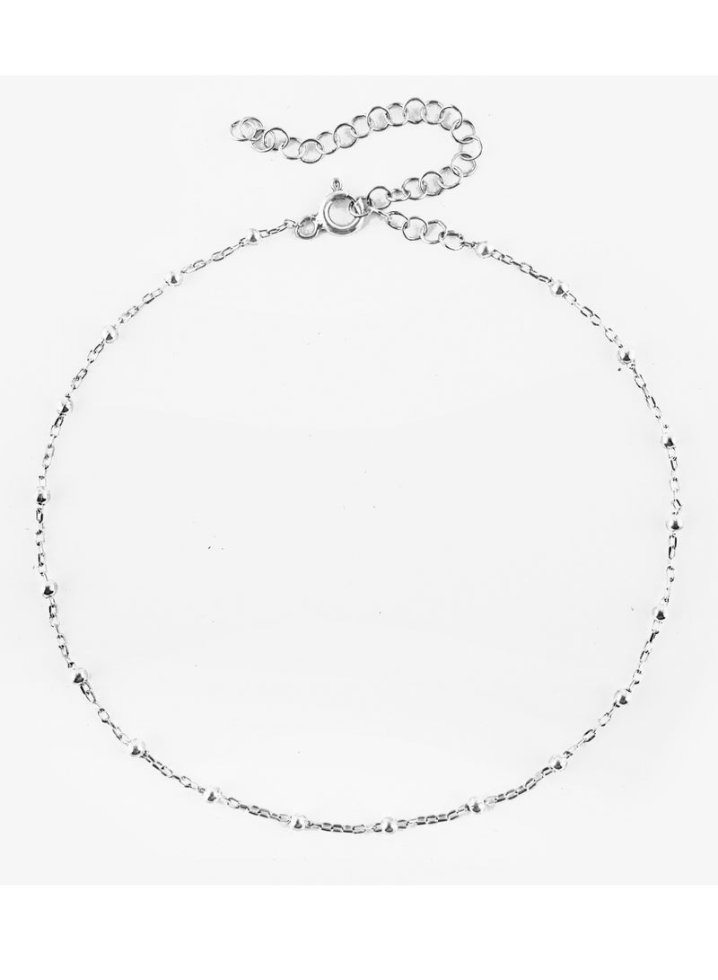 Minza ” Round ” Pure 925 Sterling Silver, Handmade Anklet for Women, Chain Anklet, 1.200 grams of Silver, Jewelry for Casual & Special Occasion - Image 2