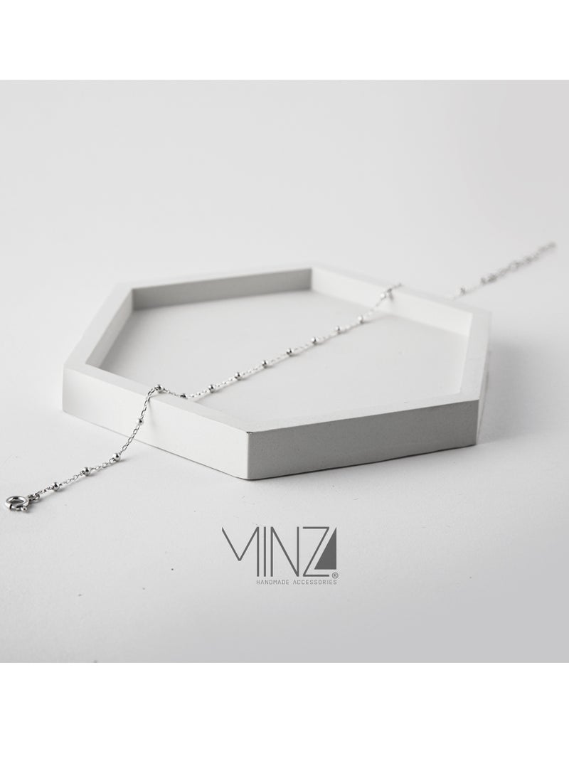 Minza ” Round ” Pure 925 Sterling Silver, Handmade Anklet for Women, Chain Anklet, 1.200 grams of Silver, Jewelry for Casual & Special Occasion - Image 5