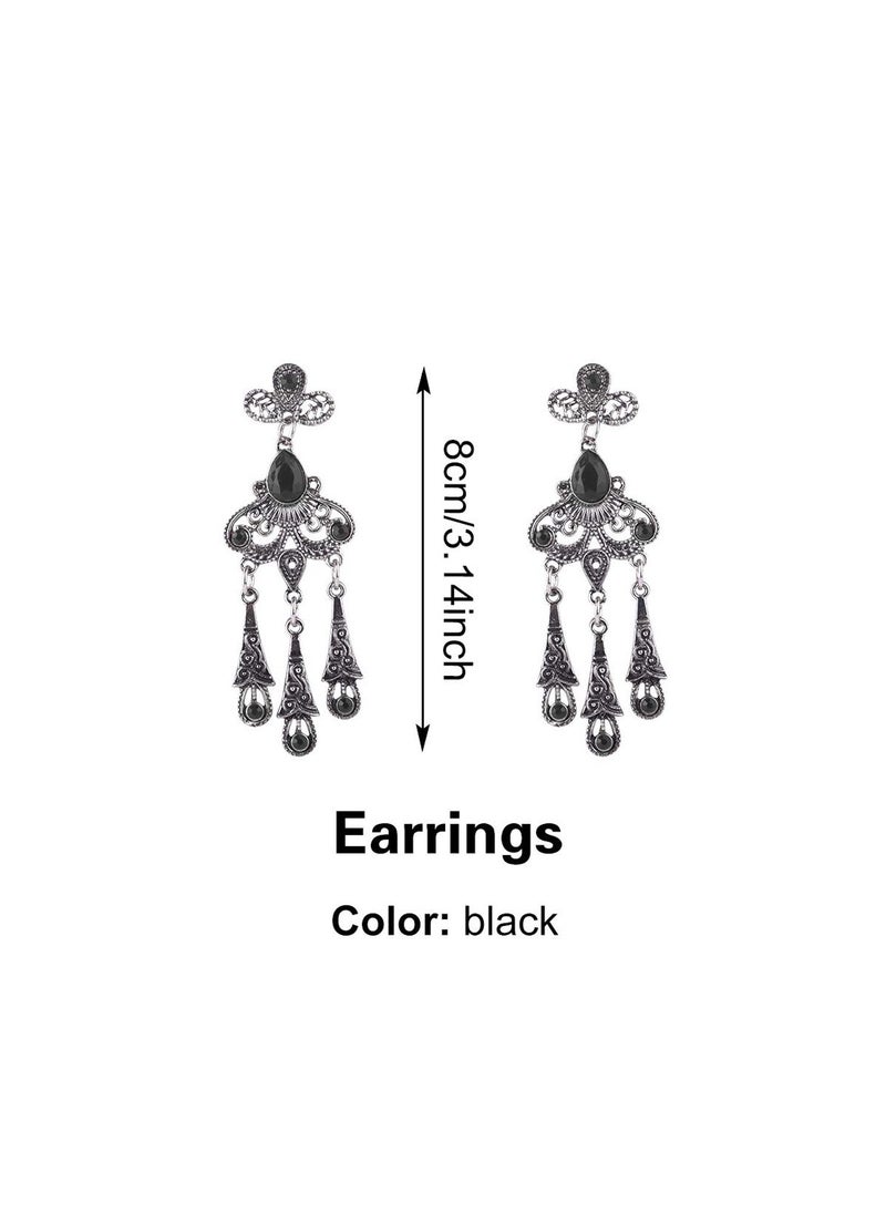 إسكدنيا مجموعة إكسسوارات Great Gatsby Flapper للنساء غطاء رأس عصابة رأس أقراط عقد من اللؤلؤ حامل قفازات فضي - Image 5