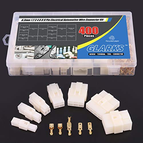 Glarks 400Pcs 6.3mm 1 2 3 4 6 8 9 Pin Electrical Automotive Wire Connector Male Female Socket Plug and Pin Header Crimp Wire Terminals Kit for Motorcycle, Bike, Car, Boats - Image 5
