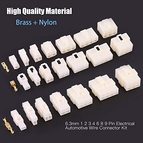 Glarks 400Pcs 6.3mm 1 2 3 4 6 8 9 Pin Electrical Automotive Wire Connector Male Female Socket Plug and Pin Header Crimp Wire Terminals Kit for Motorcycle, Bike, Car, Boats - Image 3