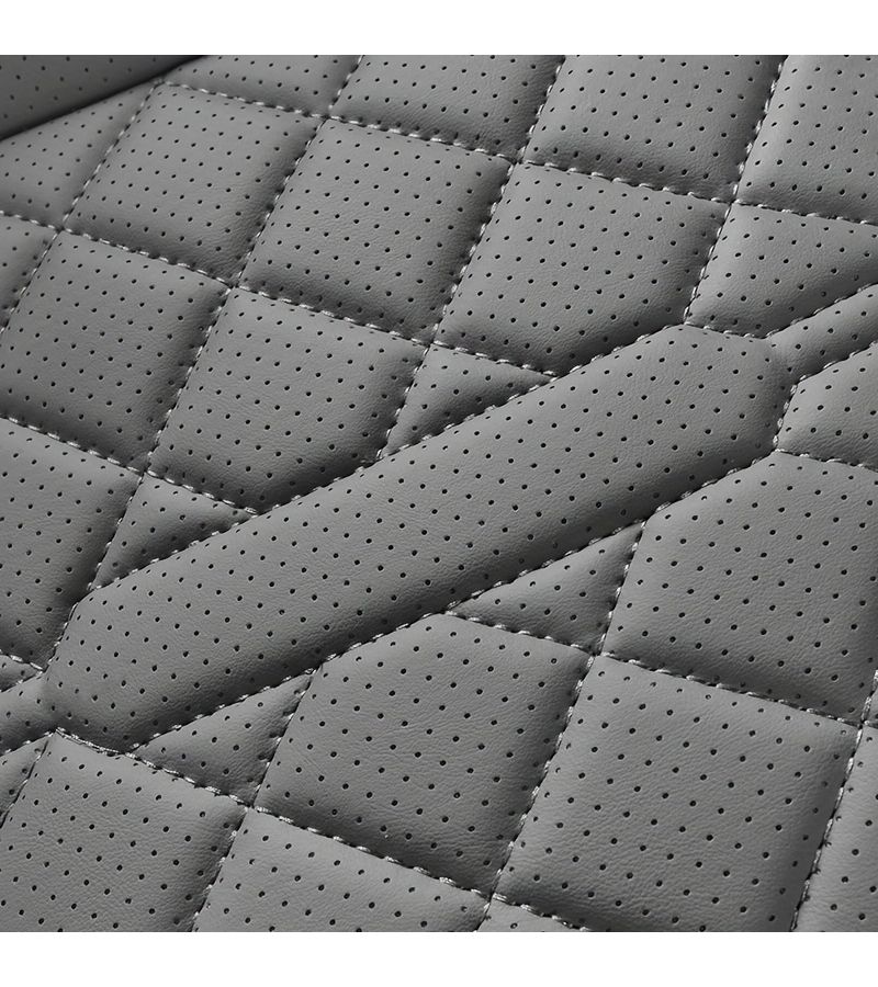 Burgundy Car Front And Rear Seat Cushions With Perforated PU Leather Upholstery And Wing Shaped Side Supports For Ergonomically Enhanced Driving Comfort And Durable Protection - Image 2