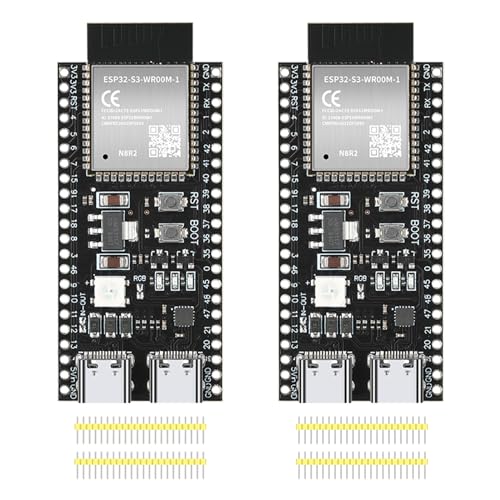 YEJMKJ 2pcs ESP32-S3-DevKitC-1-N8R2 Development Board ESP32 S3 WiFi + Bluetooth MCU Module, Dual Type-C ESP32-S3-WROOM-1 Cores Microcontroller Processor Integrates Complete Wi-Fi and BLE Functions - Image 1