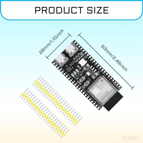 YEJMKJ 2pcs ESP32-S3-DevKitC-1-N8R2 Development Board ESP32 S3 WiFi + Bluetooth MCU Module, Dual Type-C ESP32-S3-WROOM-1 Cores Microcontroller Processor Integrates Complete Wi-Fi and BLE Functions - Image 5