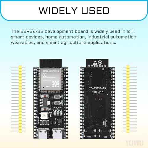 YEJMKJ 2pcs ESP32-S3-DevKitC-1-N8R2 Development Board ESP32 S3 WiFi + Bluetooth MCU Module, Dual Type-C ESP32-S3-WROOM-1 Cores Microcontroller Processor Integrates Complete Wi-Fi and BLE Functions - Image 3