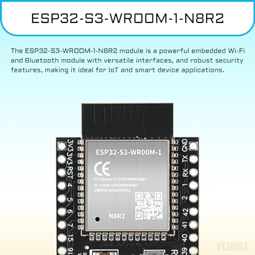 YEJMKJ 2pcs ESP32-S3-DevKitC-1-N8R2 Development Board ESP32 S3 WiFi + Bluetooth MCU Module, Dual Type-C ESP32-S3-WROOM-1 Cores Microcontroller Processor Integrates Complete Wi-Fi and BLE Functions - Image 2