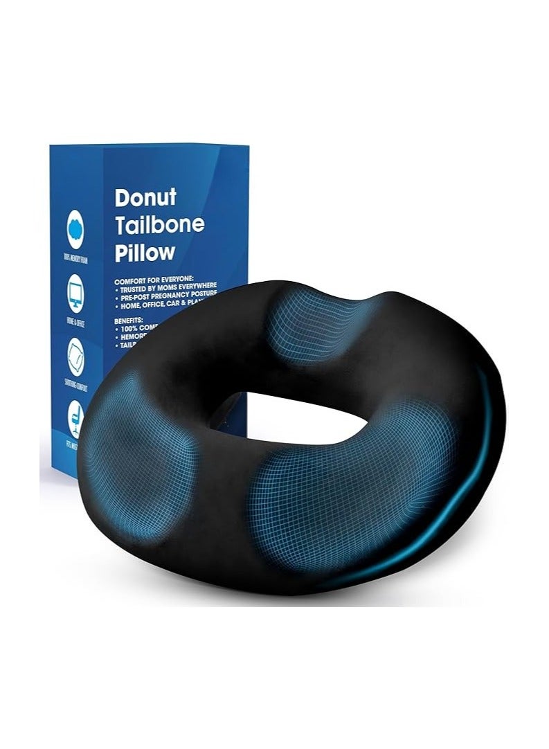 Donut Seat Cushion for Tailbone Pain Relief with Non Slip Washable Cover – Pillow for Hemorrhoids, Bed Sores, Postpartum and Coccyx Support - Image 1