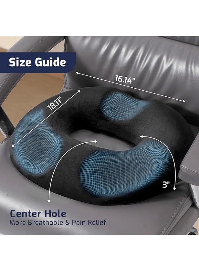 Donut Seat Cushion for Tailbone Pain Relief with Non Slip Washable Cover – Pillow for Hemorrhoids, Bed Sores, Postpartum and Coccyx Support - Image 3