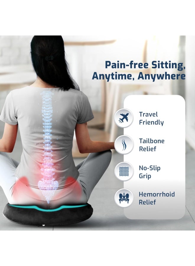 Donut Seat Cushion for Tailbone Pain Relief with Non Slip Washable Cover – Pillow for Hemorrhoids, Bed Sores, Postpartum and Coccyx Support - Image 2