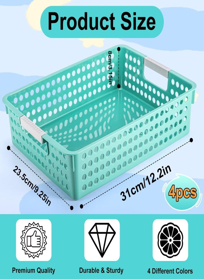 Cptoion Turn in Trays Classroom,4 Pack Paper Trays for Classroom,Plastic Storage Baskets with Handles,Colorful Classroom Organization and Storage Paper Tray Holds for Drawers, Office, Home (4 Color) - Image 2