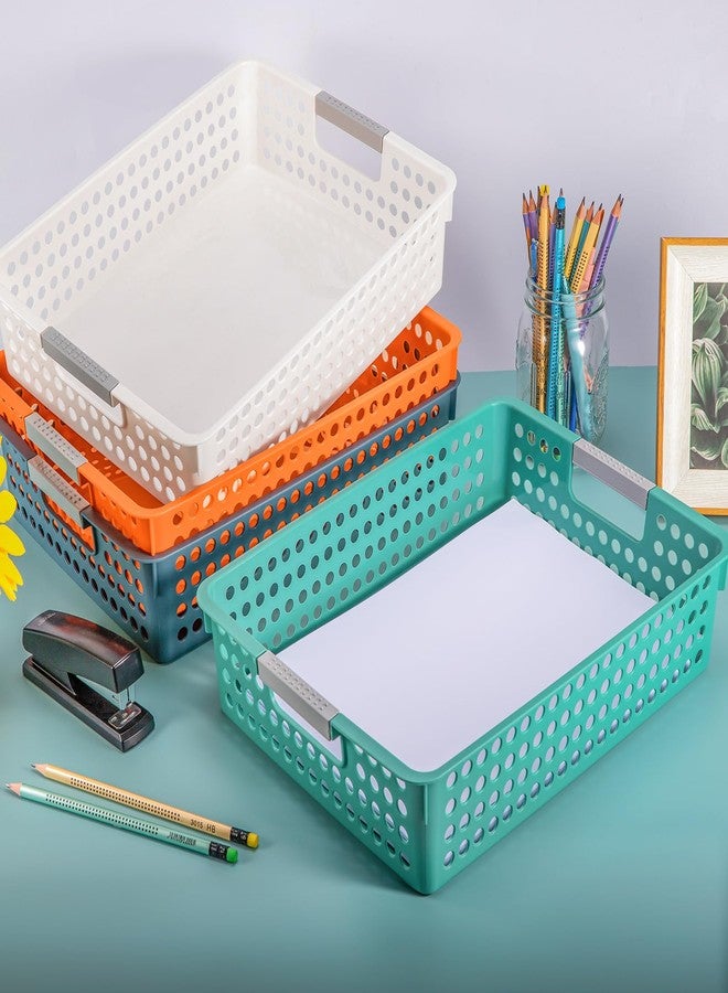 Cptoion Turn in Trays Classroom,4 Pack Paper Trays for Classroom,Plastic Storage Baskets with Handles,Colorful Classroom Organization and Storage Paper Tray Holds for Drawers, Office, Home (4 Color) - Image 5