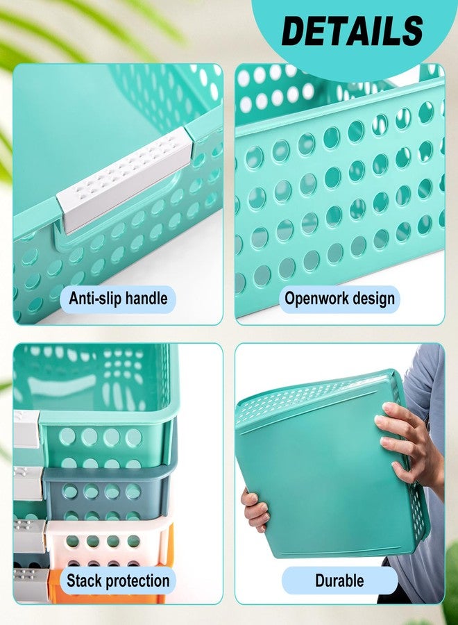 Cptoion Turn in Trays Classroom,4 Pack Paper Trays for Classroom,Plastic Storage Baskets with Handles,Colorful Classroom Organization and Storage Paper Tray Holds for Drawers, Office, Home (4 Color) - Image 3