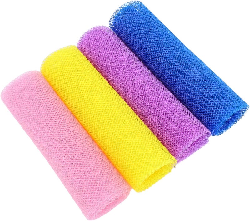 Abaodam 4pcs Exfoliating Nylon Bath Cloths 80x30cm High Elasticity Mesh Shower Washcloths for Body Cleansing, Quick Drying and Oil Removing Towels for Daily Use - Image 1