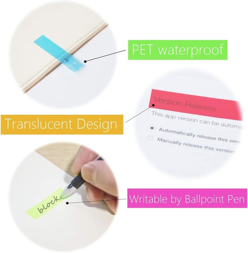 KICNIC 1500 Pieces Page Markers Sticky Index Tabs, Arrow Flag Tabs Self Adhesive, Colored Notes Tab Stickers for Notebook, Documents, Books [10 Colors, 3 Designs] Sticks Securely, Removes Cleanly - Image 4