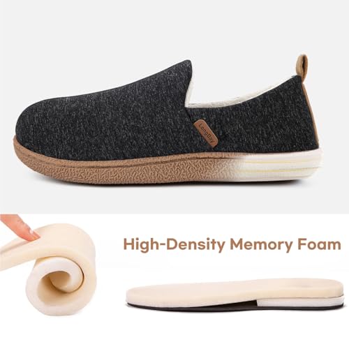 LongBay Women's Memory Foam House Shoes Cozy Brushed Jersey Slippers for Indoor Outdoor Black, 7-8 - Image 5