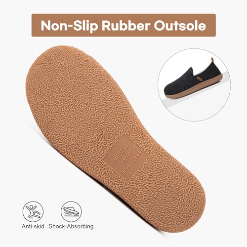 LongBay Women's Memory Foam House Shoes Cozy Brushed Jersey Slippers for Indoor Outdoor Black, 7-8 - Image 4