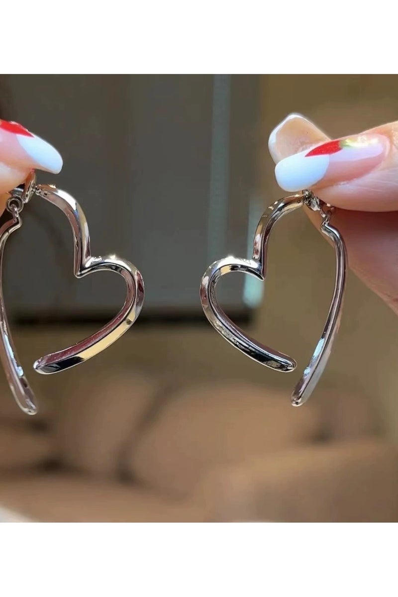 Goolsky Korean & Japanese Style Double-Wear Gold Metal Heart Earrings – Minimalist Front-Back Cross Design, Lightweight Luxury Jewelry - Image 2