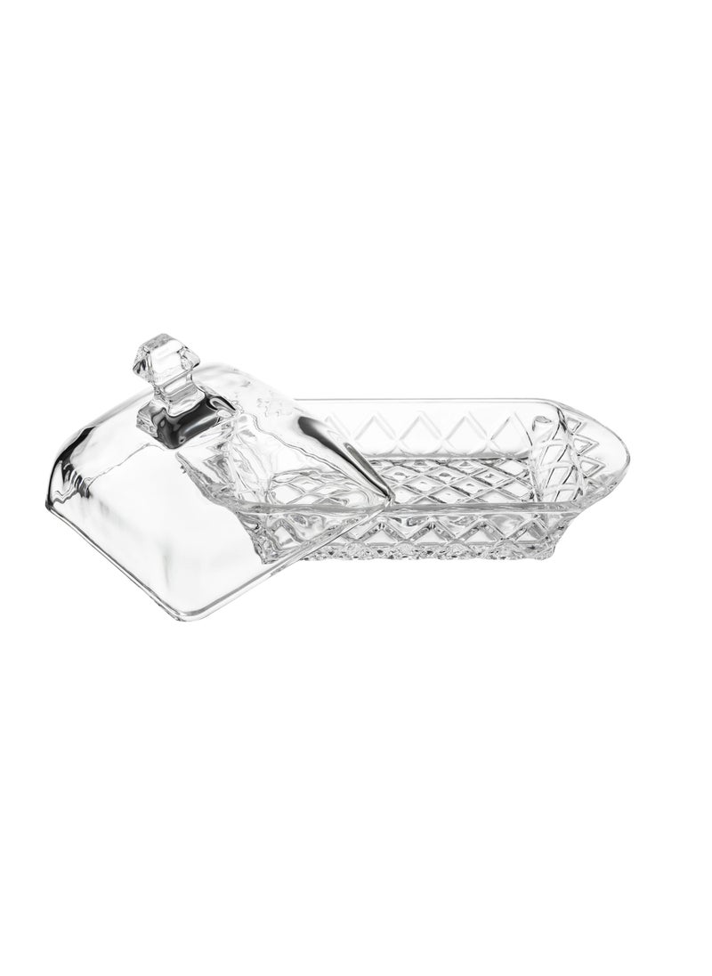 Glassware - Glass cake plate with base and glass lid 18*10 cm - Image 1